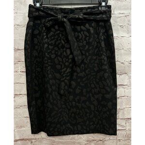 Alex Marie Skirt Womens 8 Gracie Jacquard Black Gold Leopard Print Metallic NEW